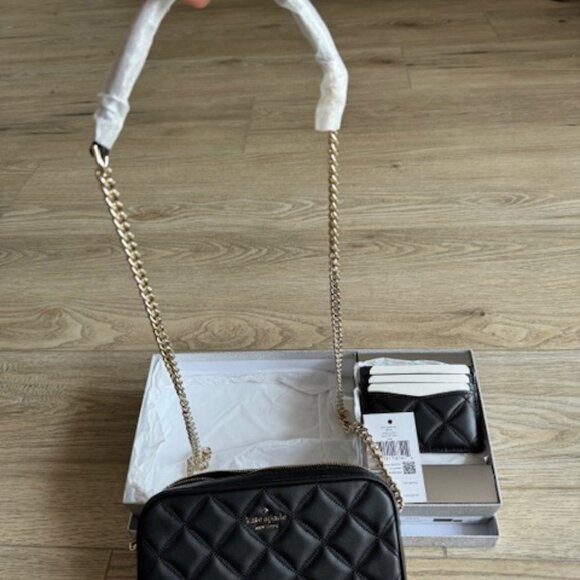 KATE SPADE ♠️ QUILTED LEATHER CROSSBODY CARD CASE SET - Picture 4 of 9